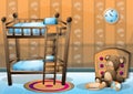 Cartoon vector illustration interior kid room with separated layers Royalty Free Stock Photo