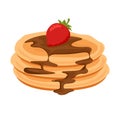 Cartoon vector illustration isolated object delicious flour food dessert pancake with chocolate strawberry