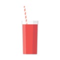 Cartoon vector illustration isolated object glass of fresh tomato juice with straw Royalty Free Stock Photo