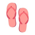 Cartoon vector illustration isolated object summer item pink slippers Royalty Free Stock Photo