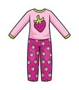 Cartoon vector illustration for kids, Pyjamas with strawberry pattern