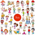 Cartoon children characters large collection Royalty Free Stock Photo