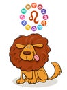 Leo Zodiac sign with cartoon dog Royalty Free Stock Photo