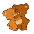 Cartoon vector illustration, Loving bear hugging