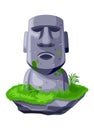 Cartoon Vector Illustration of Moai Statues on The Rock Isolated