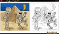 Cartoon mummies spooky Halloween characters coloring page