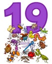 Number Nineteen And Cartoon Insects Group