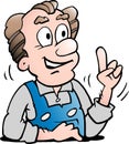 Cartoon Vector illustration of a Older Senior Worker