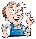 Cartoon Vector illustration of a Older Senior Worker