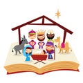 Retro Cute Christmas Nativity Story Bible Royalty Free Stock Photo