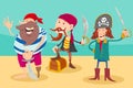 Fantasy pirate characters cartoon illustration