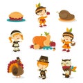 Retro Autumn Festival Thanksgiving Icons Royalty Free Stock Photo