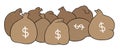 Cartoon vector illustration of sacks full of money Royalty Free Stock Photo