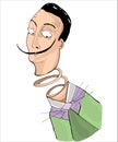 Cartoon vector illustration. Salvador Dali portrait Royalty Free Stock Photo