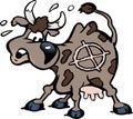 Cartoon Vector illustration of a a scared cow in the shot line