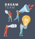 A Deam team concept on dark background. Royalty Free Stock Photo