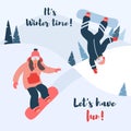 Cartoon vector illustration of snowboard. Royalty Free Stock Photo
