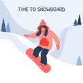 Girl snowboarder in the mountains. Royalty Free Stock Photo