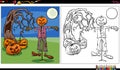 Cartoon Halloween characters coloring book page Royalty Free Stock Photo