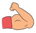 Cartoon vector illustration of strong, muscular arm, biceps Royalty Free Stock Photo