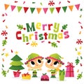 Super Cute Cartoon Merry Christmas Elves Party