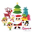 Super Cute Cartoon Santa And Elves Christmas Party