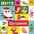 Super Cute Cartoon Christmas Mosaic Decoration Royalty Free Stock Photo