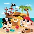 Super Cute Pirate Island Treasure Hunt Adventure Royalty Free Stock Photo