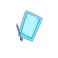 Cartoon vector illustration of a tablet and pencil. Concept design pad, stylus. Royalty Free Stock Photo