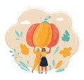 Vector illustration of Thanksgiving pumpkin autumn harves.