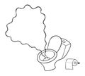 Cartoon vector illustration of toilet seat and disgusting urine smell