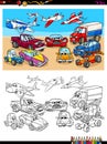 Transportation vehicles characters coloring book