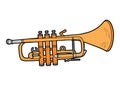 Cartoon illustration, Trumpet. Colorful musical instrument