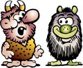 Cartoon Vector illustration of two funny goblins or troll monsters