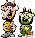 Cartoon Vector illustration of two funny goblins or trolls