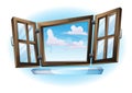 Cartoon vector illustration window open landscape view