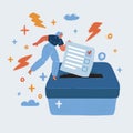 Vector illustration of woman voter dropping her ballot in the box at the polling place.