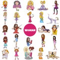 Cartoon women and girls characters big set