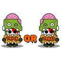 Zombie skull mascot trick or treat Royalty Free Stock Photo