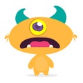 Cartoon vector monster. Monster alien illustration with surprised expression. Royalty Free Stock Photo