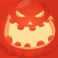 Cartoon vector monster pumpkin face. Cute square avatar and icon.