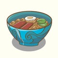 Cartoon vector noodles soup isolated