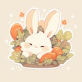 cartoon vector orange theme rabbit with carrots