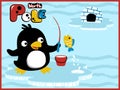 Cartoon vector of penguins fishing time Royalty Free Stock Photo