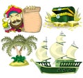 Cartoon vector pirate object for game and animation
