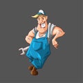 Cartoon vector plumber or mechanic Royalty Free Stock Photo