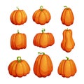 Cartoon vector pumpkin set. Royalty Free Stock Photo