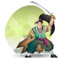 Cartoon vector samurai with separated layers for game and animation