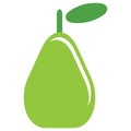 Cartoon vector simple delicious green pear isolated in white background