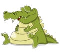 Cartoon vector sleeping crocodile